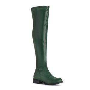 Allegra K Women's Women's Round Toe Block Heels Over Knee High Boots Green